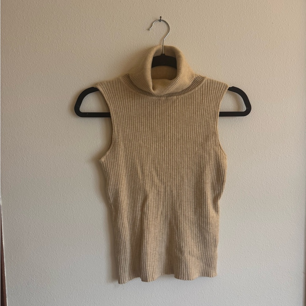 Urban Daizy Tan Sleeveless Turtleneck Sweater